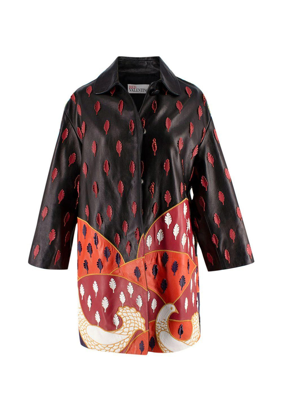 Red Valentino Black Embroidered Leather Jacket