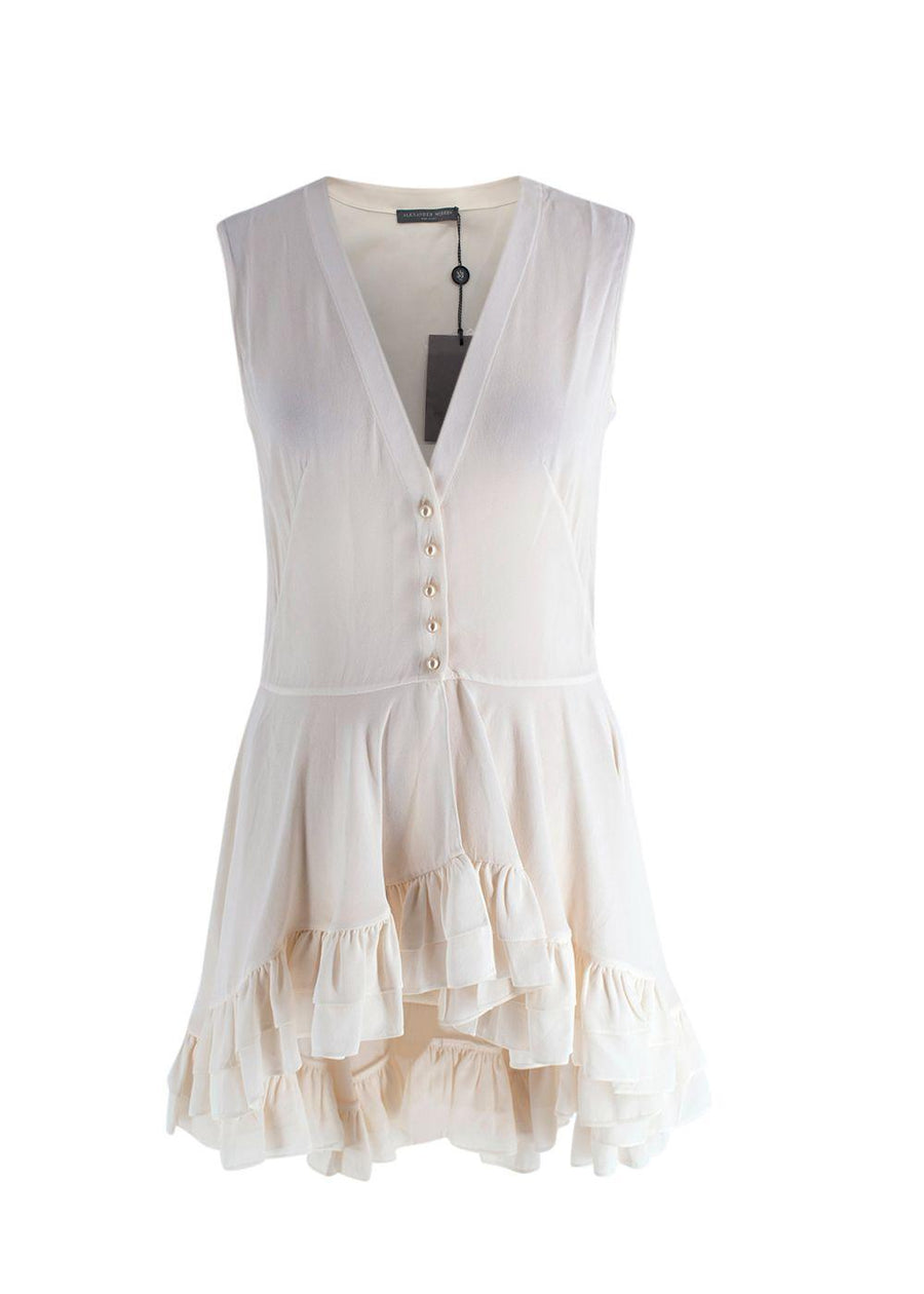 Alexander McQueen Cream Sleeveless Silk Blouse