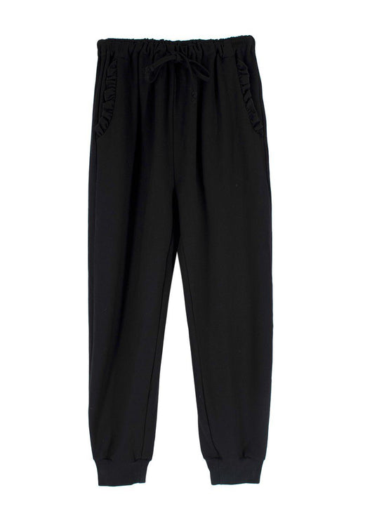 Simone Rocha Black Frill Detail Cuffed Joggers