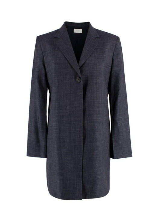 The Row Navy Wool and Silk Blend Longline Blazer