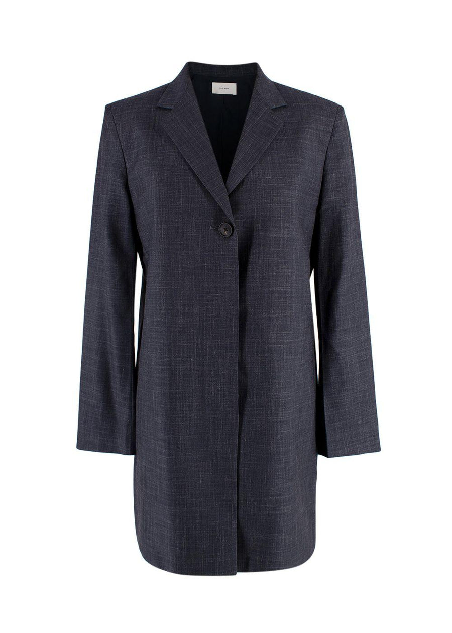 The Row Navy Wool and Silk Blend Longline Blazer