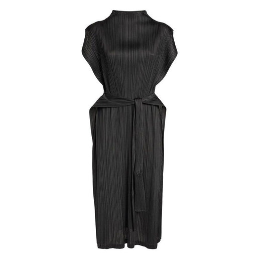 Black Pleats Please Confetti Bits Mock Neck dress