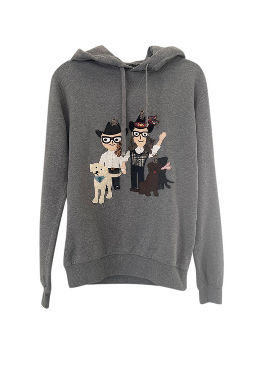 DG Family Embroidered Grey Cotton Hoodie