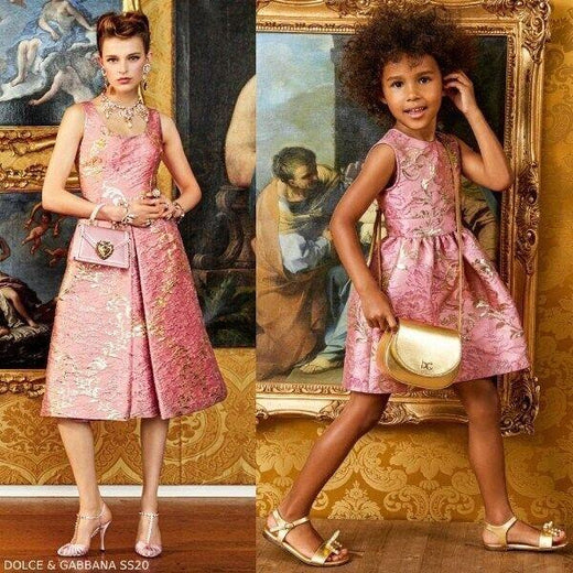 Dolce & Gabbana Kids 11/12Y Pink Brocade Dress