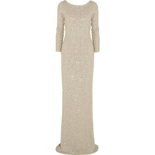 Oscar De La renta sequin embellished gold gown