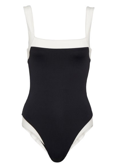 Marysia Black and White Bianco Maillot Swimsuit