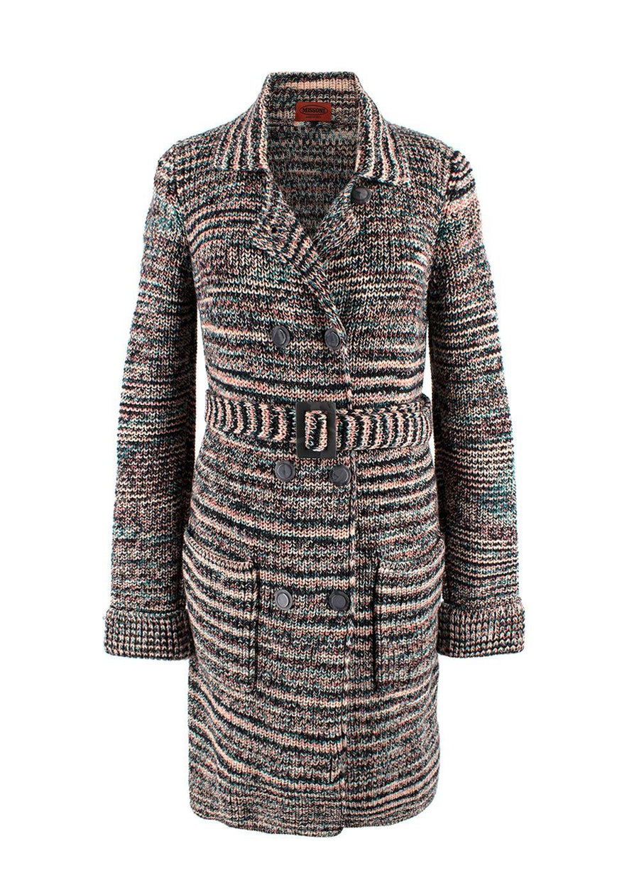 Missoni Multicoloured Longline Belted Wool Cardigan