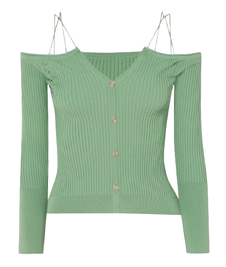 Jacquemus Sage Green Tordu Cold Shoulder Cardigan