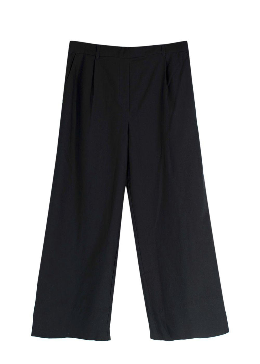 Matteau Black Cropped Wide Leg Linen Trousers