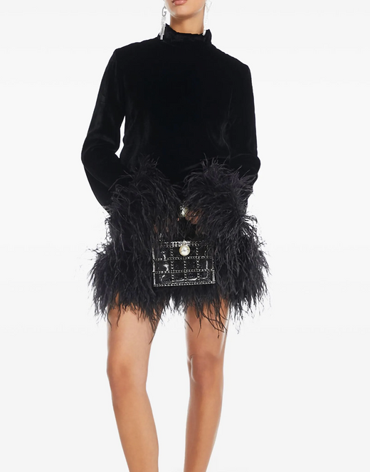 Taller Marmo Gina Feather-Trim Minidress