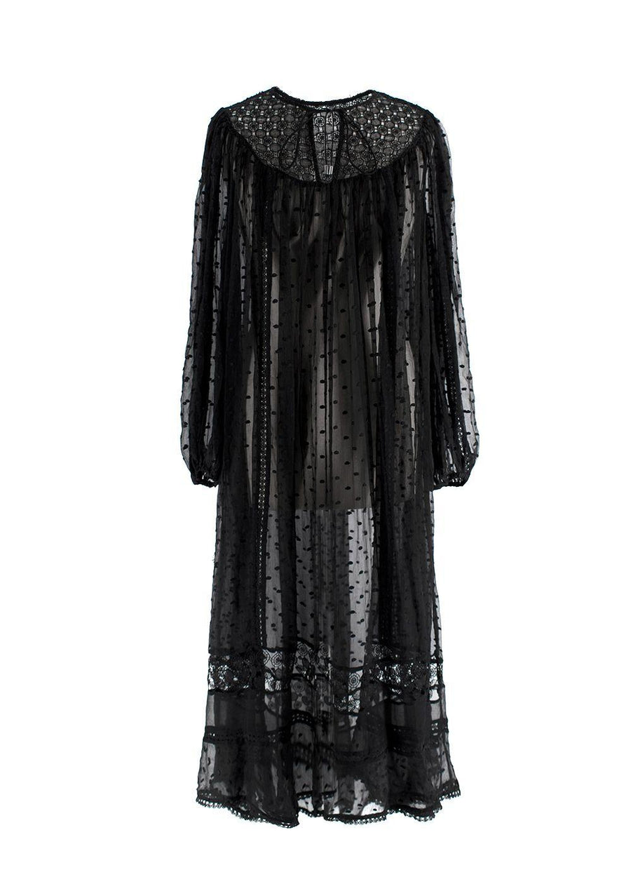 Zimmermann Black Sheer Chiffon Polka Dot Dress
