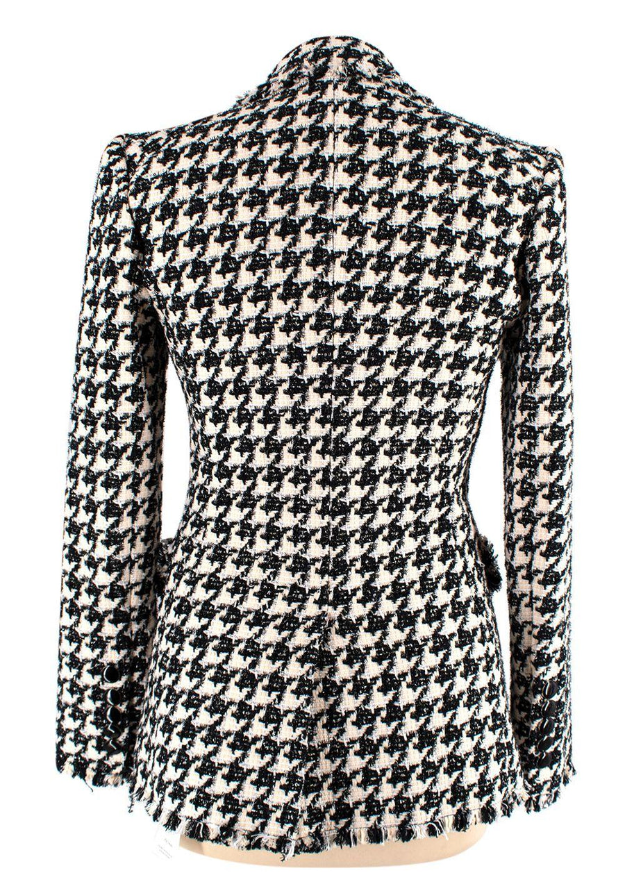 Veronica Beard Black and Ivory Houndstooth Tweed Blazer