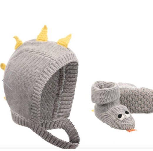 Stella McCartney Grey Organic Cotton & Wool Botties & Hat