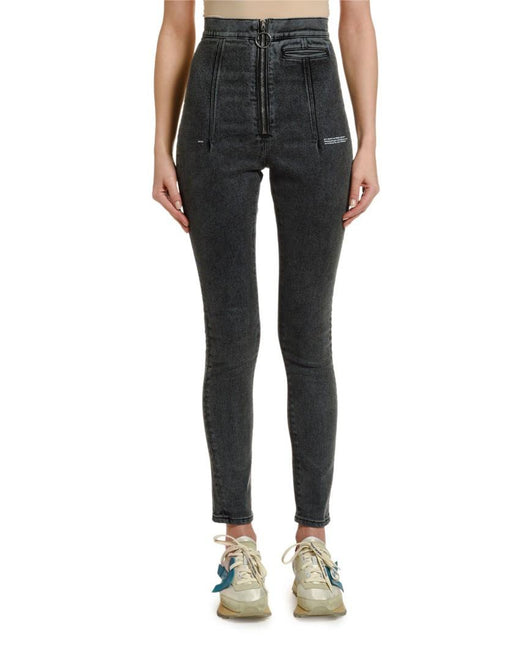 Off-White Ring-Zip Skinny Jeans.