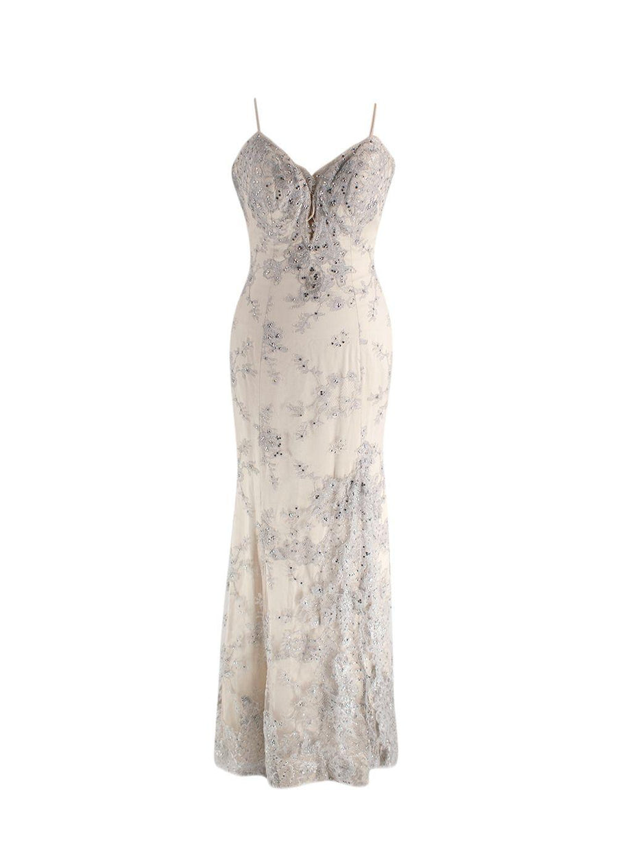 Baracci Ivory Sequin Embellished Gown