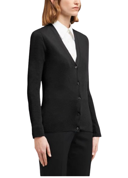 Prada Black Super Fine Knit Cardigan