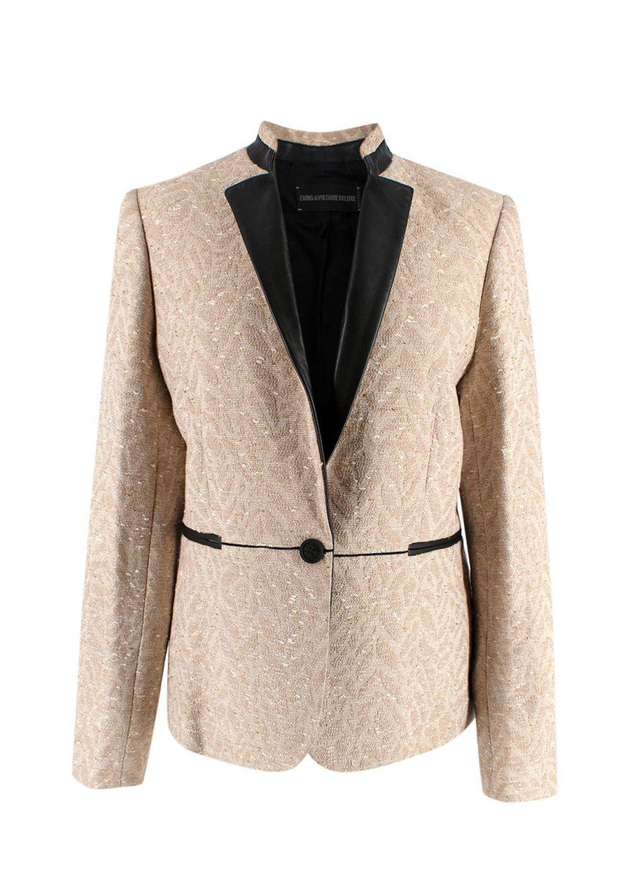 Zadig & Voltaire Deluxe Leather Trim Gold Blazer