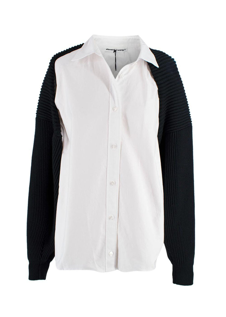 Alexander Wang Black Overlay Oxford Knit Shrug Shirt