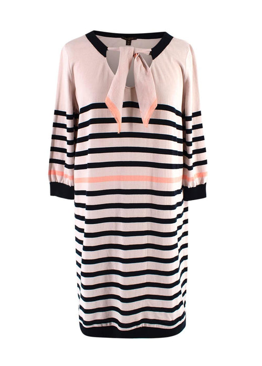 Louis Vuitton Beige Striped Tie-neck Dress