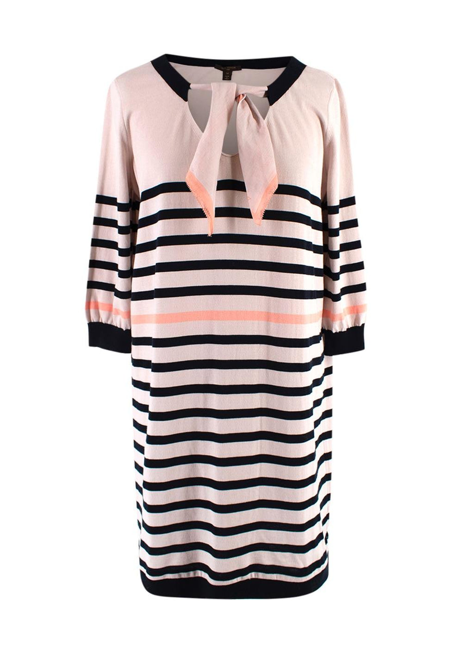 Louis Vuitton Beige Striped Tie-neck Dress