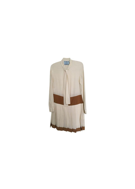 Bicolour silk crepe drop waist dress