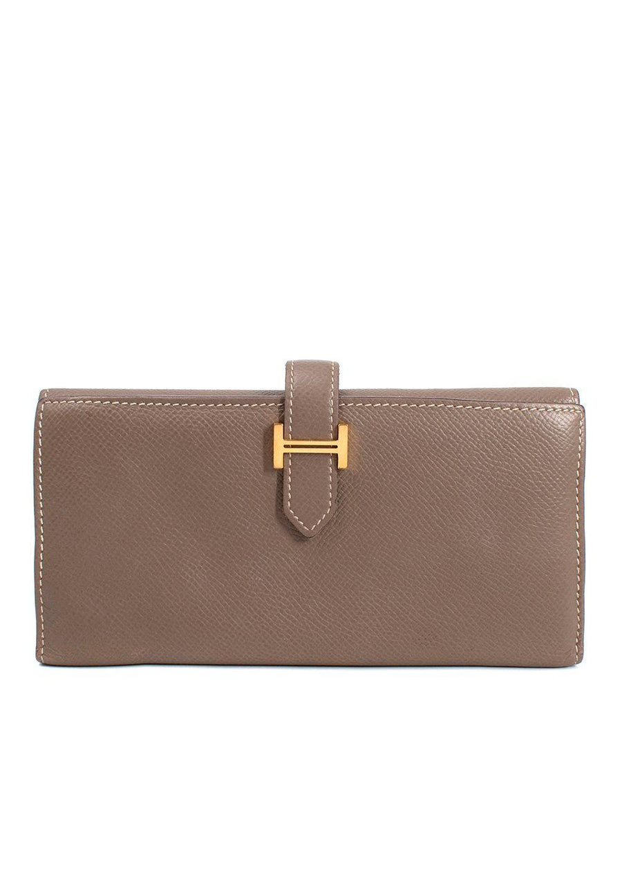 Hermes Etoupe Bearn Wallet With Gold Hardware
