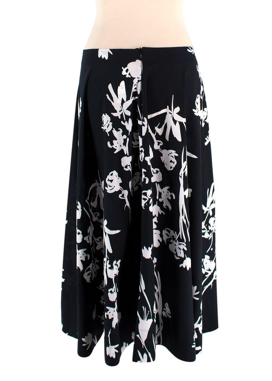 Marella Black and White Floral Cotton Skirt