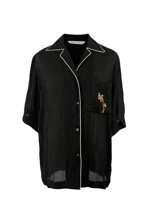 Palm Angels Black Soiree Logo Embroidered Bowling Shirt