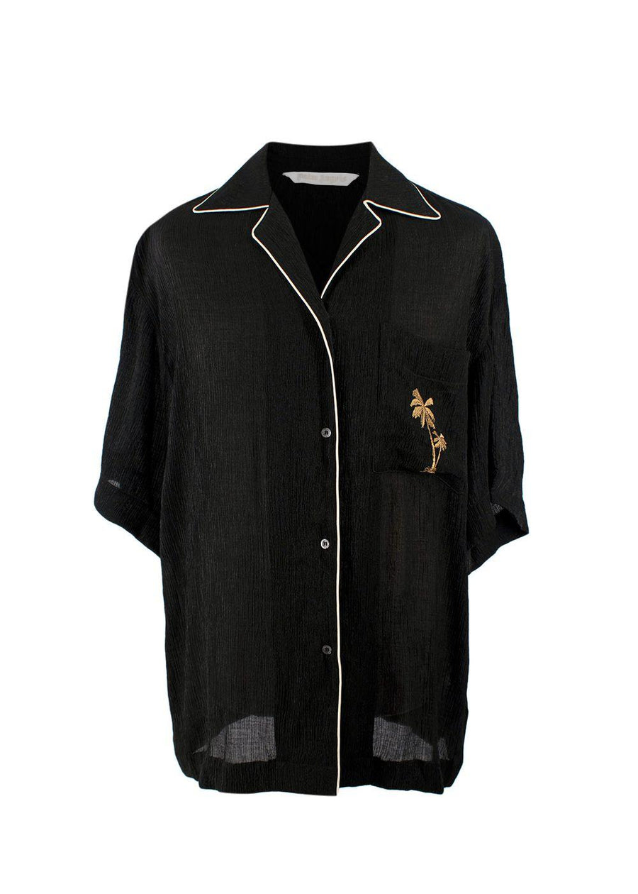 Palm Angels Black Soiree Logo Embroidered Bowling Shirt