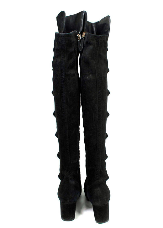 Valentino Black Suede Rockstud OTK Boots