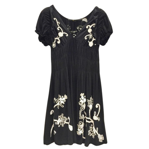 Gaetano Navarra Hand Embroidered Black & White Beaded Dress