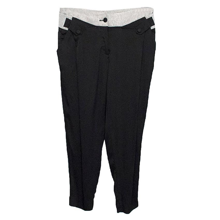 Robert Rodriguez Black Silk Blend Trousers with Grey Waist