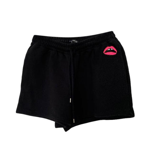 Markus Lupfer lip logo black sweat shorts