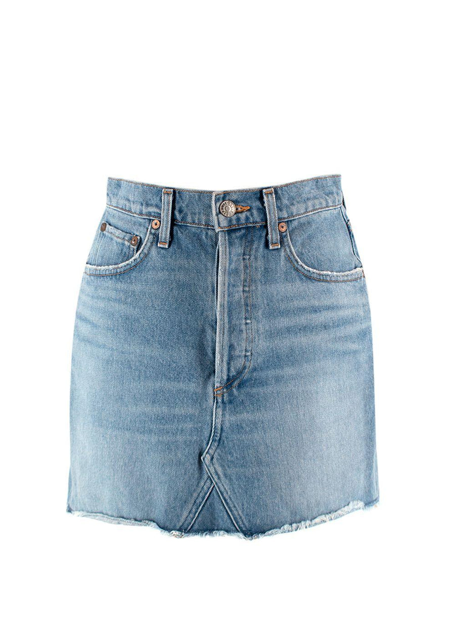 Agolde Blue Denim Mini Skirt