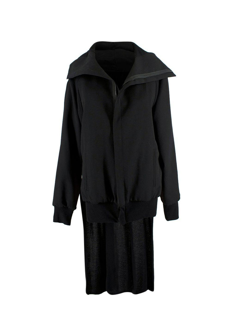 Yohji Yamamoto Black Hooded Jacket with Cape Detail