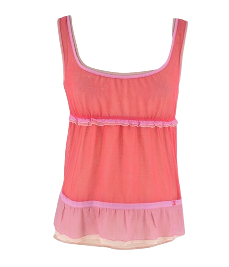 Chanel Pink and Nude Sheer Net Double Top