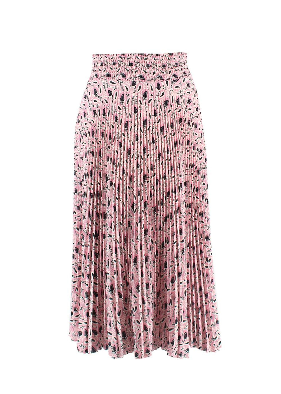 Prada Pink Floral Pleated Midi Skirt