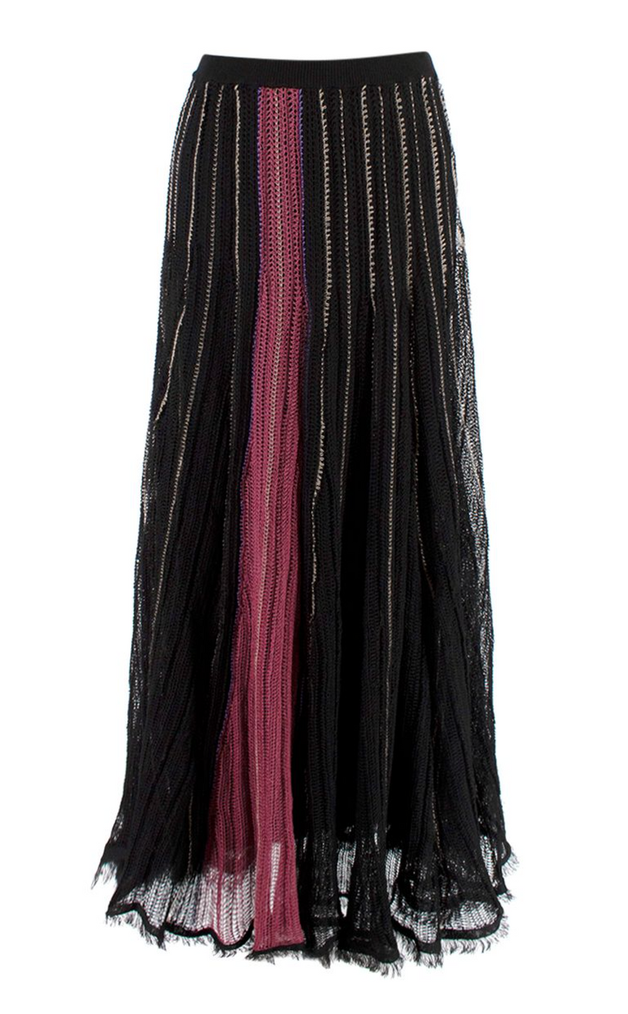 Dior Mesh Knit Black & Raspberry Midi Skirt