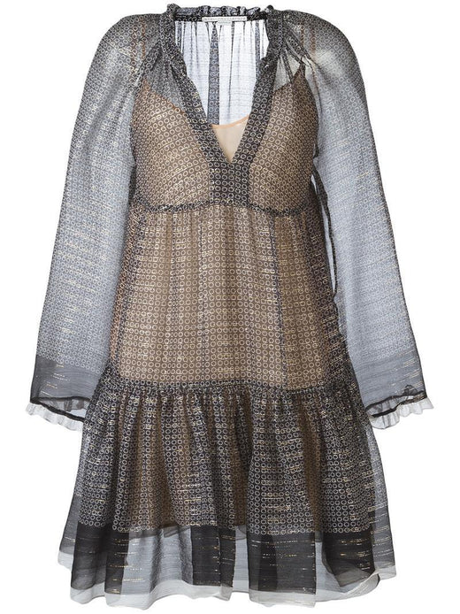 Stella Mccartney Circle Star Print Silk Tiered Dress