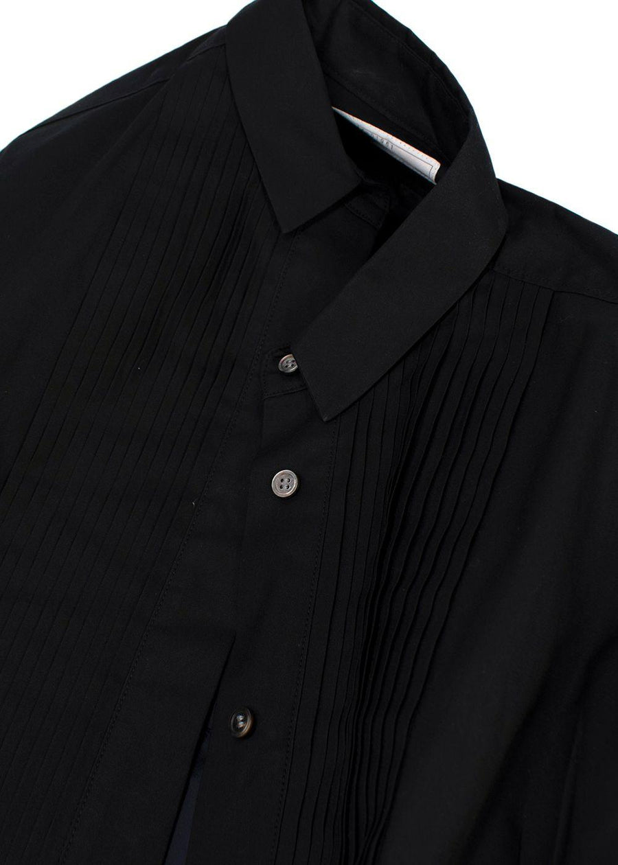 Sacai Cape Black Lace Trimmed A-line Shirt Dress