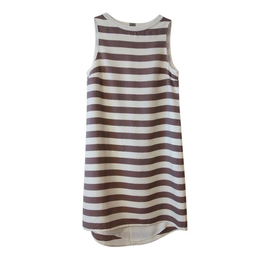 Brunello Cucinelli High-Low Striped A-Line Dress