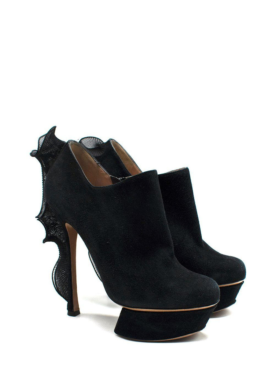 Nicholas Kirkwood black suede platform ankle boot