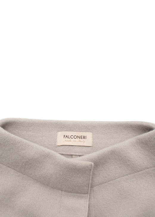 Falconeri Beige Wool Blend Jacket with Racoon Fur Pockets