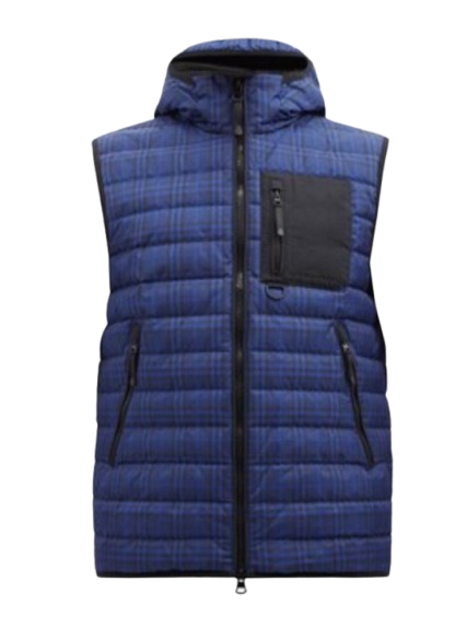 Burberry Blue Check Nylon Hooded Puffer Gilet