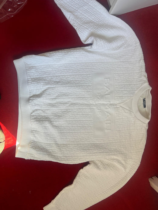 White Embossed Logo Monogram Sweatshirt
