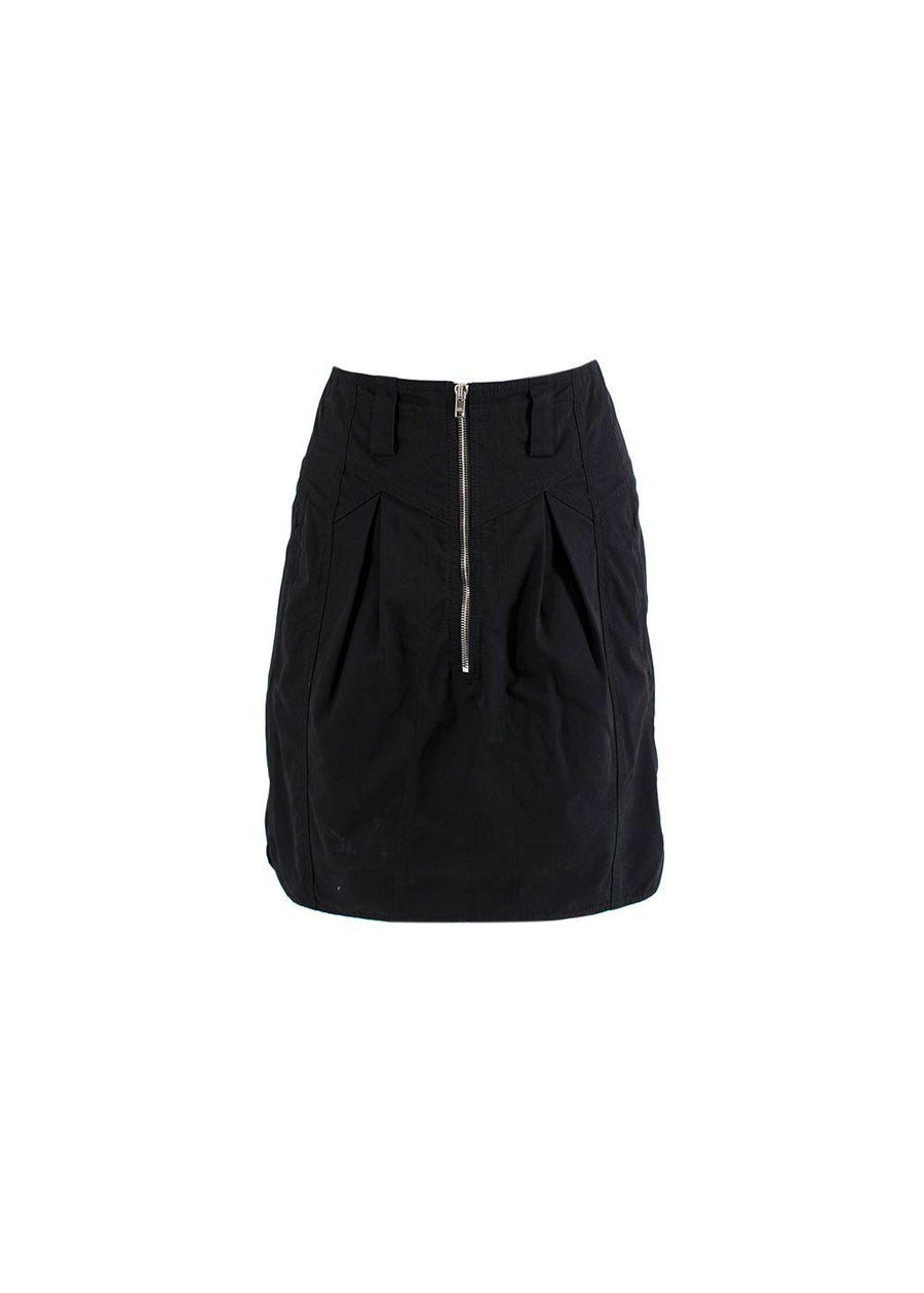 Black Zip-Front Cargo Skirt