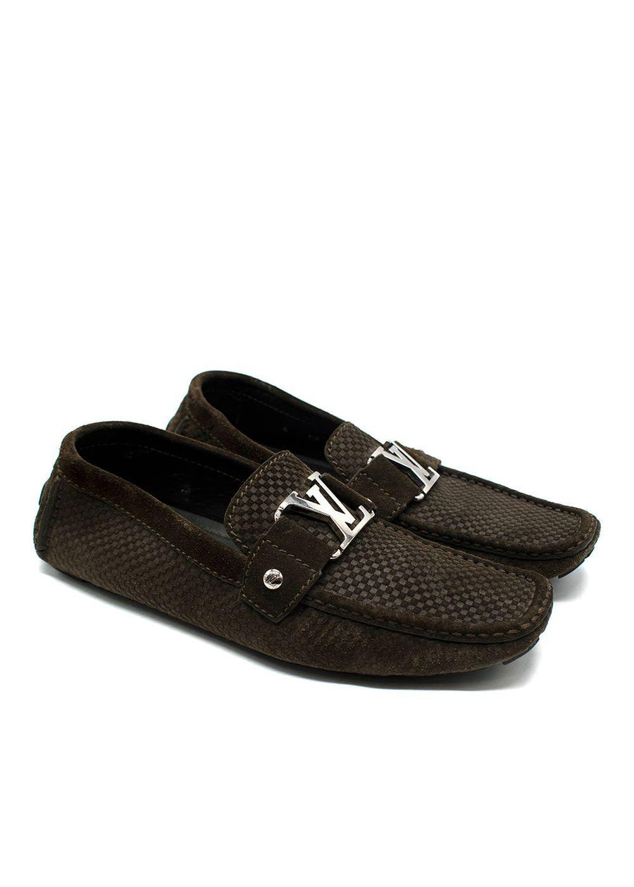 Louis Vuitton Khaki Suede Monte Carlo Slip On Loafers