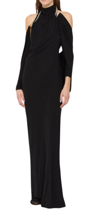 Christopher Esber Black Jersey 'Levitate' Longsleeve Halter Dress