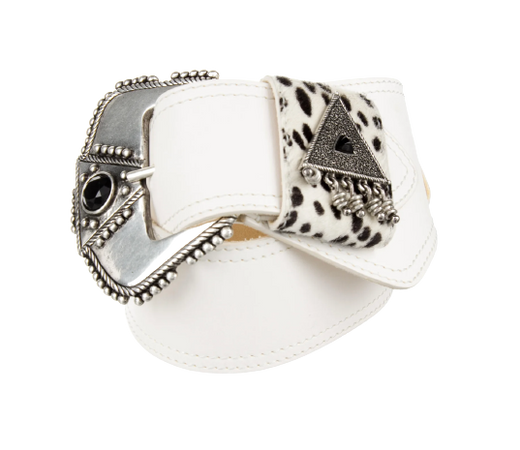 Saint Laurent White Leather Western Corset Belt
