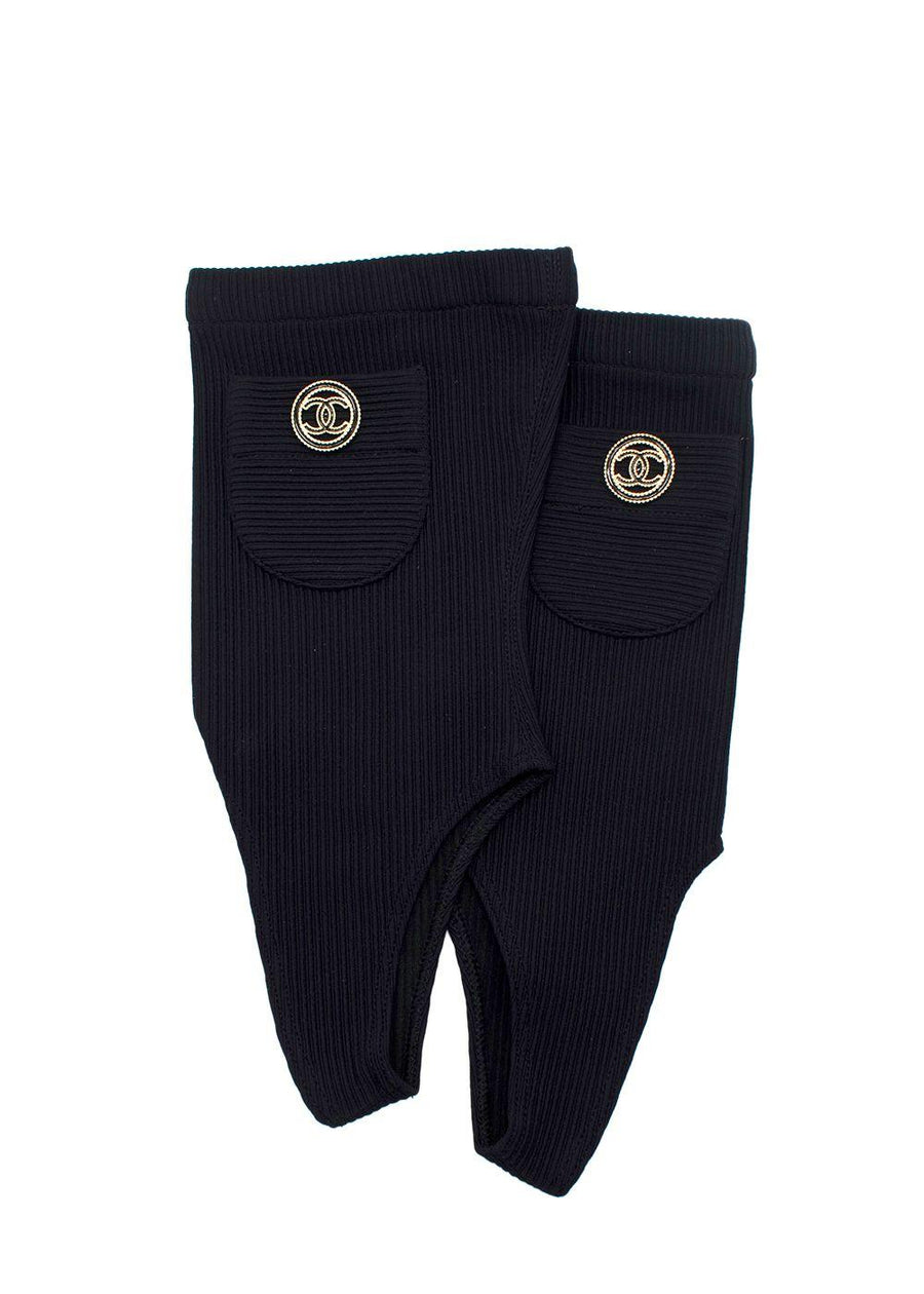 Chanel Navy Ribbed Stirrup Socks
